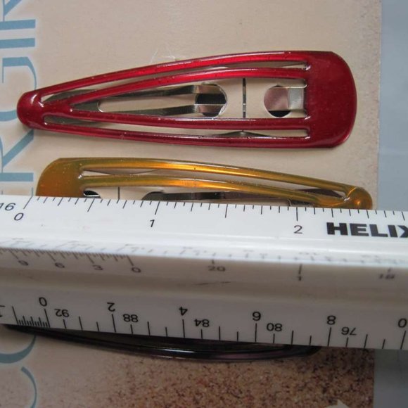 6 Covergirl Goody 2.5" Epoxy Covered Double Bar Hair Snap Clip Contour Barrettes - Picture 2 of 6